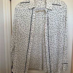 Who What Wear White and Black Polka Dot Blouse